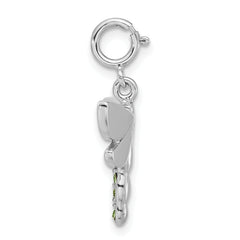 Sophia Jewelers Sterling Silver Dragonfly Charm with Green CZ Enamel Finish