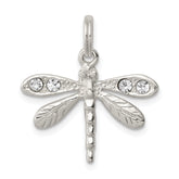 Sterling Silver Rhod-pltd Preciosa Austrian Crystal Dragonfly Charm