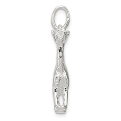 Sterling Silver 925 Giraffe Charm Solid Cast Elegant Pendant
