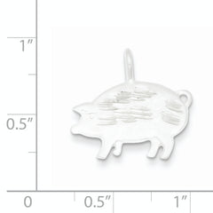 Sterling Silver 925 Pig Pendant with Diamond Cut Design