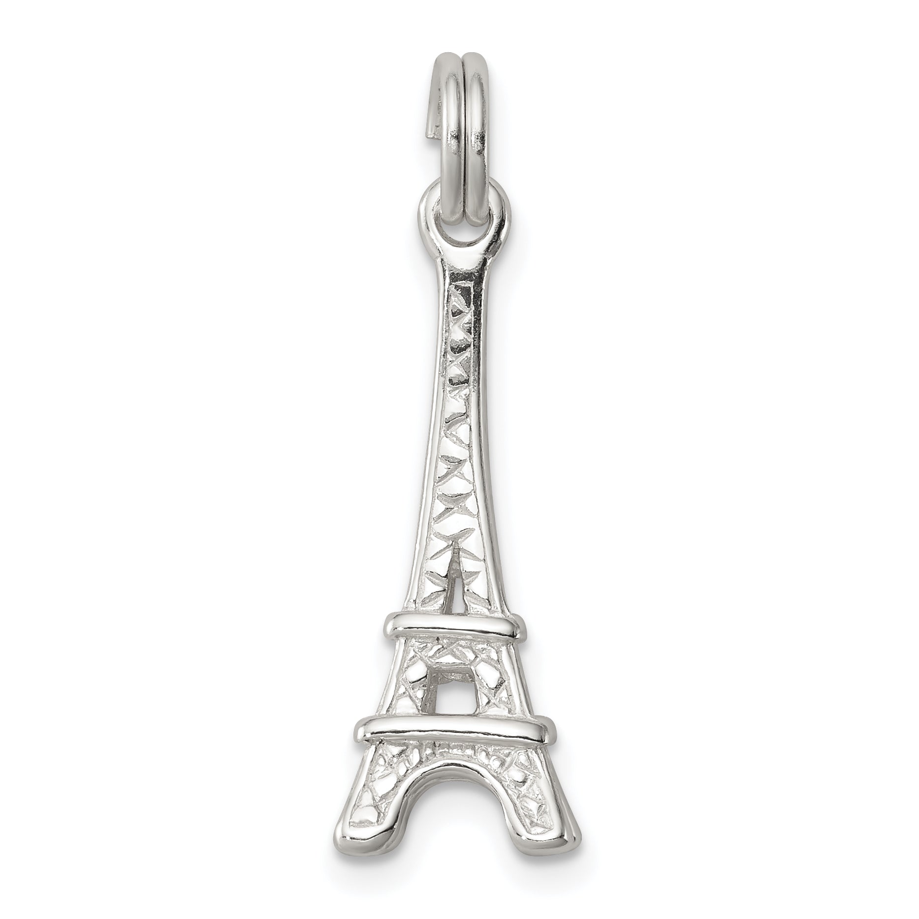 Sterling Silver Rhodium-plated Eiffel Tower Charm