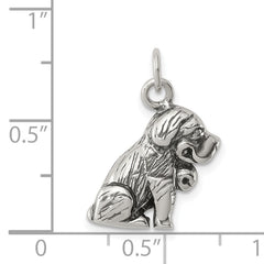 Sterling Silver 925 St. Bernard Charm with Antique Finish