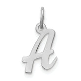 Sterling Silver Rhodium-plated Script Letter A Initial Charm