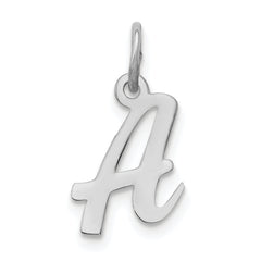 Sterling Silver Rhodium-plated Script Letter A Initial Charm