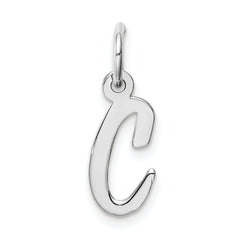 Sterling Silver Rhodium-plated Script Letter C Initial Charm