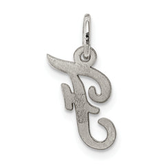 Sterling Silver Script Initial F Pendant in Rhodium-Plated Finish