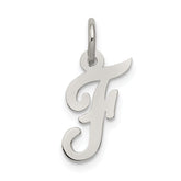 Sterling Silver Rhodium-plated Script Letter F Initial Charm