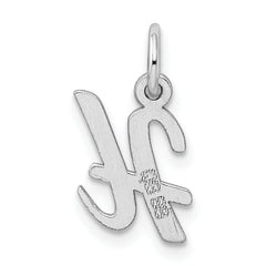 Sterling Silver Rhodium-Plated Initial H Charm Elegant Script Design