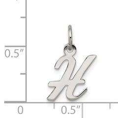 Sterling Silver Rhodium-Plated Initial H Charm Elegant Script Design