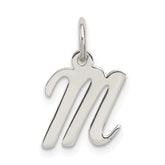 Sterling Silver Rhodium-plated Script Letter M Initial Charm