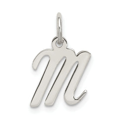 Sterling Silver Rhodium-plated Script Letter M Initial Charm