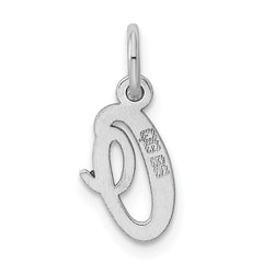 Sterling Silver Script Initial O Charm with Rhodium Elegance