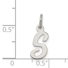 Sterling Silver 925 Initial S Charm with Rhodium Plating Elegant and Petite