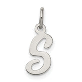 Sterling Silver Rhodium-plated Script Letter S Initial Charm