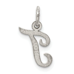Sophia Jewelers Sterling Silver Rhodium-Plated Initial T Charm Elegant Design