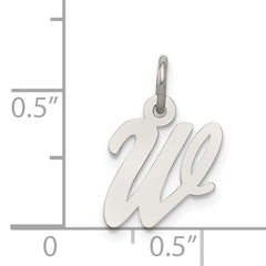 Sterling Silver Rhodium-Plated Initial W Charm Elegant Small Pendant
