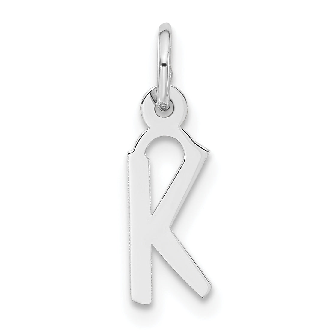 Sterling Silver Small Slanted Block Initial K Charm