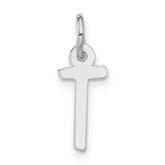 Sterling Silver Polished Small Slanted Block Initial T Charm