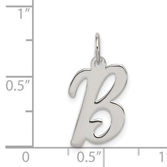 Sterling Silver 925 Initial B Charm with Rhodium Plating
