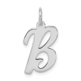 Sterling Silver Rhodium-plated Script Letter B Initial Charm