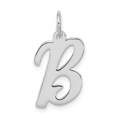 Sterling Silver Rhodium-plated Script Letter B Initial Charm