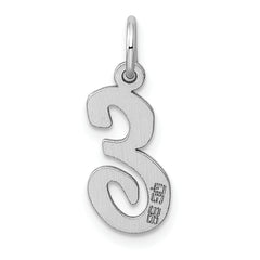 Sterling Silver 925 Script Initial E Charm Rhodium-Plated Elegant Design