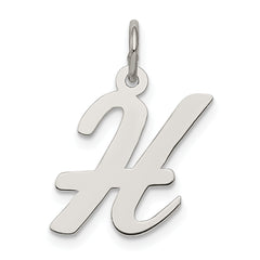 Sterling Silver Rhodium-plated Script Letter H Initial Charm