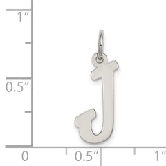Sterling Silver 925 Script J Initial Charm with Rhodium Plating
