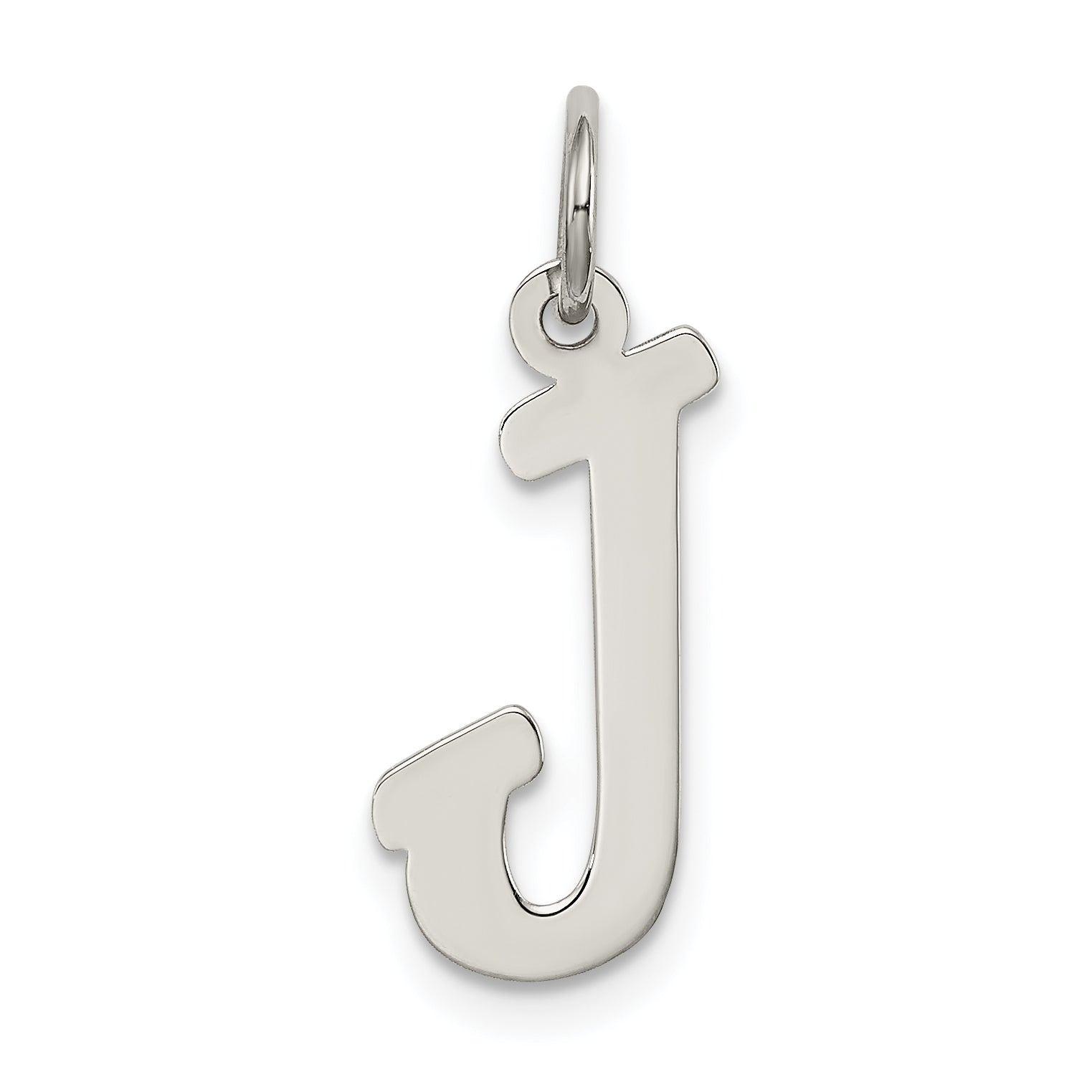 Sterling Silver Rhodium-plated Script Letter J Initial Charm