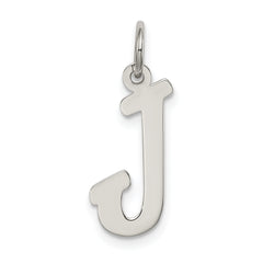 Sterling Silver Rhodium-plated Script Letter J Initial Charm