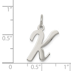 Sophia Jewelers Rhodium-Plated Sterling Silver 'K' Charm Pendant Elegance