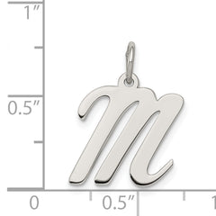 Sophia Jewelers Sterling Silver M Initial Charm Rhodium-Plated Elegant Medium