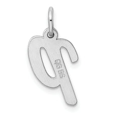 Sterling Silver 925 Script Initial P Charm Rhodium-Plated Elegance