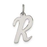 Sterling Silver Rhodium-plated Script Letter R Initial Charm