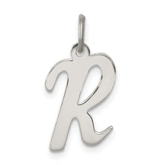 Sterling Silver Rhodium-plated Script Letter R Initial Charm