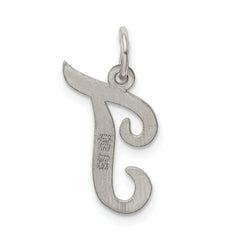 Sterling Silver 925 Rhodium-Plated Initial T Charm Elegant Pendant