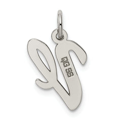 Sterling Silver 925 Rhodium-Plated Initial V Charm Elegant Medium Pendant