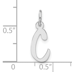 Sterling Silver 925 Unisex Initial C Charm Polished Finish Medium
