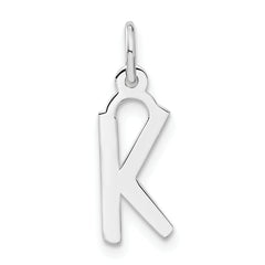 Sterling Silver Medium Slanted Block Initial K Charm