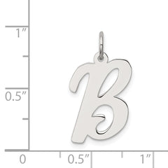 Sterling Silver Rhodium-plated Initial B Charm Elegant Large Pendant