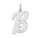 Sterling Silver Rhodium-plated Script Letter B Initial Charm