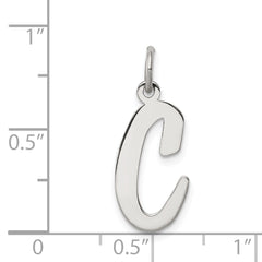 Sterling Silver Rhodium-Plated Large C Initial Charm Pendant