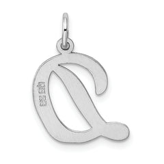 Sterling Silver Rhodium-Plated Initial D Charm Elegant Large Pendant