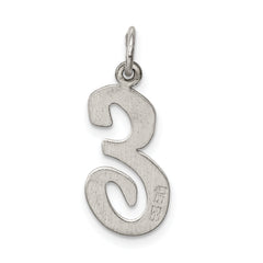 Sterling Silver 925 Large Script E Charm with Rhodium Elegance