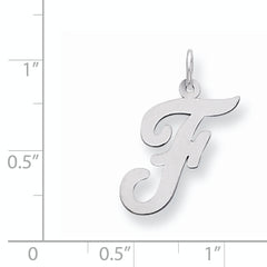 Sterling Silver 925 Initial F Charm with Rhodium Elegance