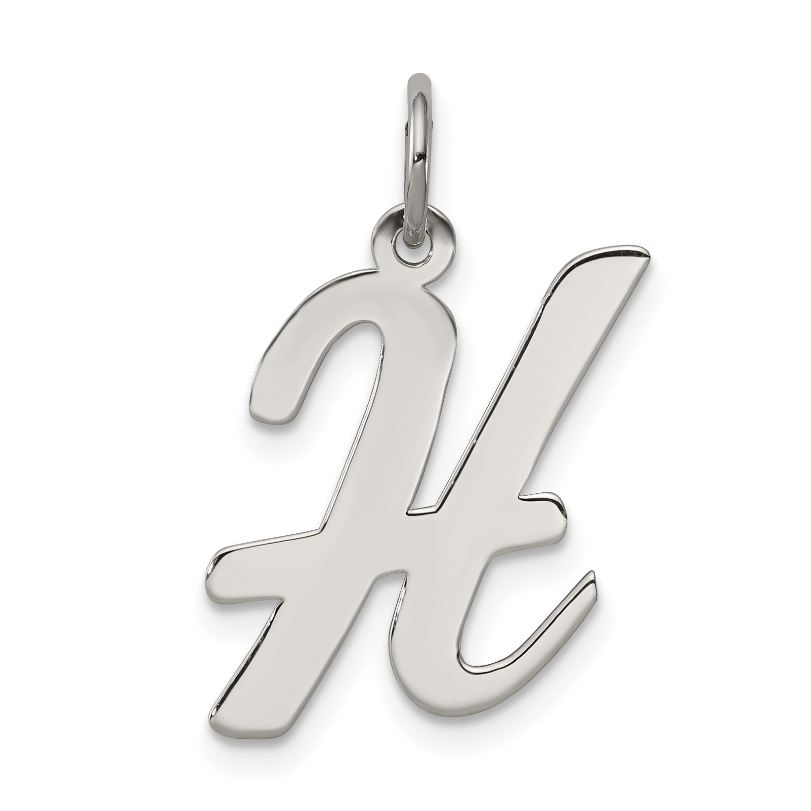 Sterling Silver Rhodium-plated Script Letter H Initial Charm