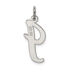 Sterling Silver Rhodium-Plated Large Initial I Charm Pendant