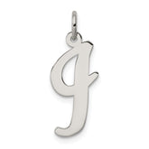 Sterling Silver Rhodium-plated Script Letter I Initial Charm