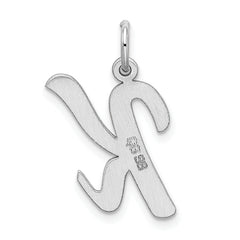 Sterling Silver 925 Initial K Charm with Rhodium Plating