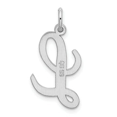 Sterling Silver 925 Large Script L Charm with Rhodium Plating